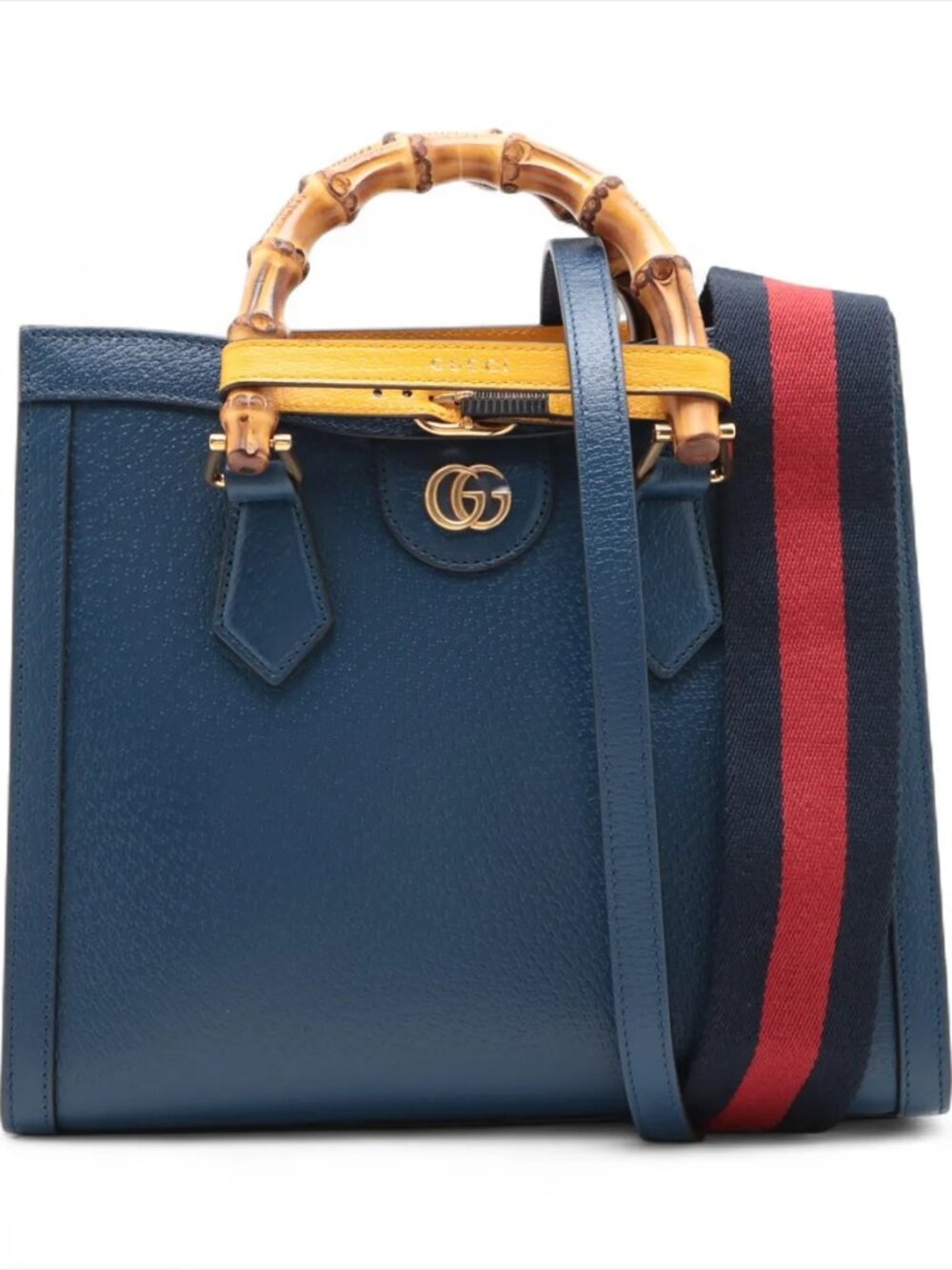 Gucci Diana Small Blue Leather Bamboo 2-Way Tote Bag 702721